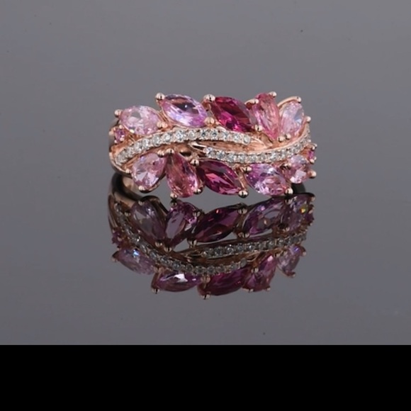 14k Ruby Pink Sapphire Diamonds Ring - Picture 7 of 11